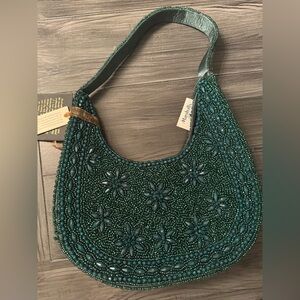 Tik tok viral hunter green all beaded bag. NWT